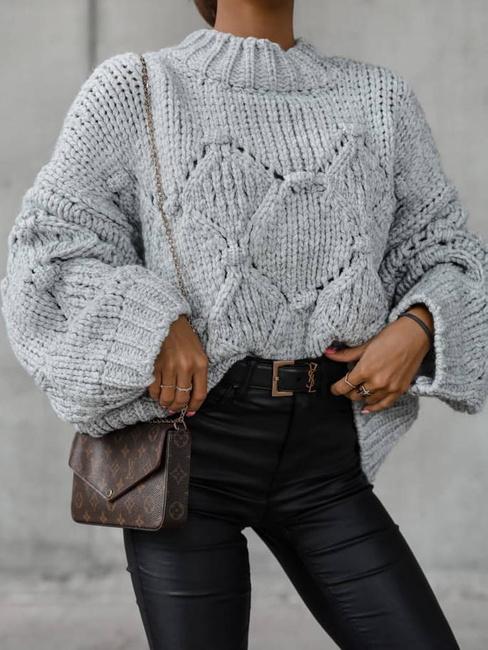 Luźny sweter Cocomore oversize szary