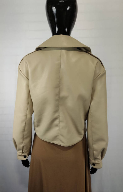 Kurtka wiosenna z klapami eko skórka beżowa