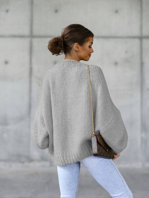 Luźny sweter Cocomore z szerokimi rękawami szary