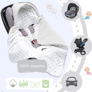 Mikos śpiworek do fotelika Kocyk becik rożek niemowlęcy otulacz z kapturem do fotelika samochodowego wózka nosidełka bawełna 1039 SZARY
